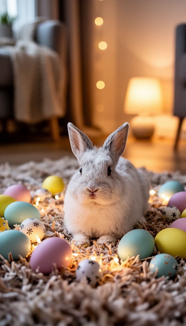 Картинка с кроликом на Пасху, обои для телефона