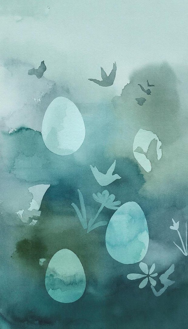 Акварельные пасхальные обои для телефона