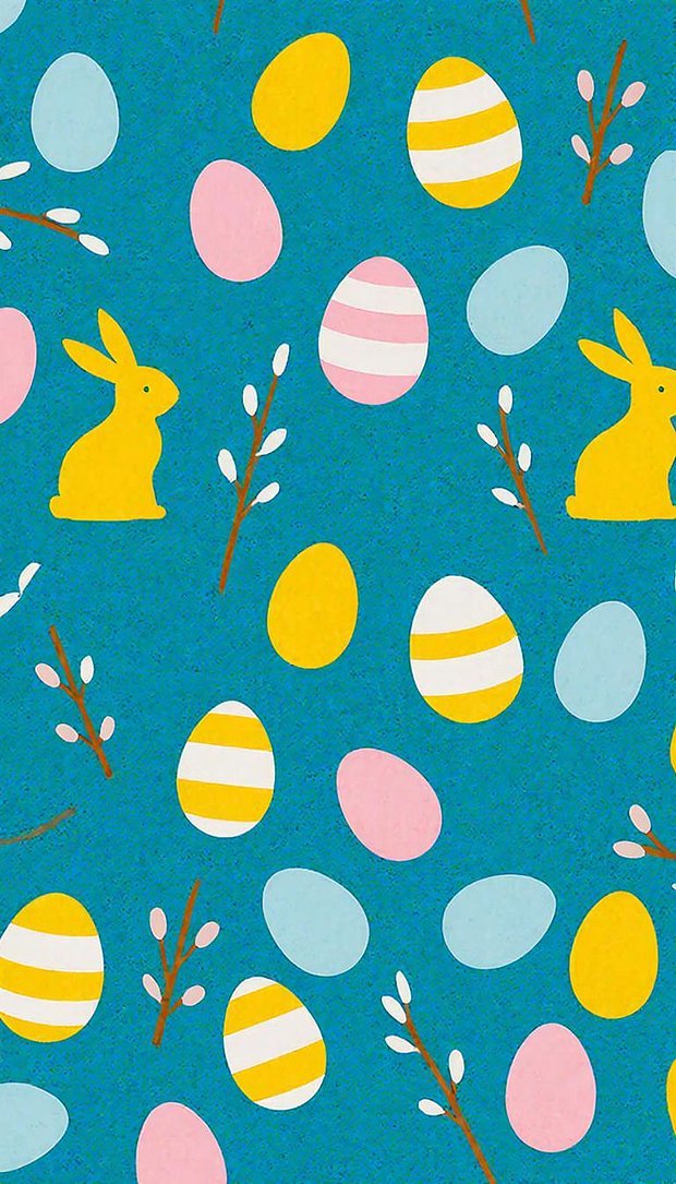 Яркая заставка на телефон с пасхальными узорами бесплатно