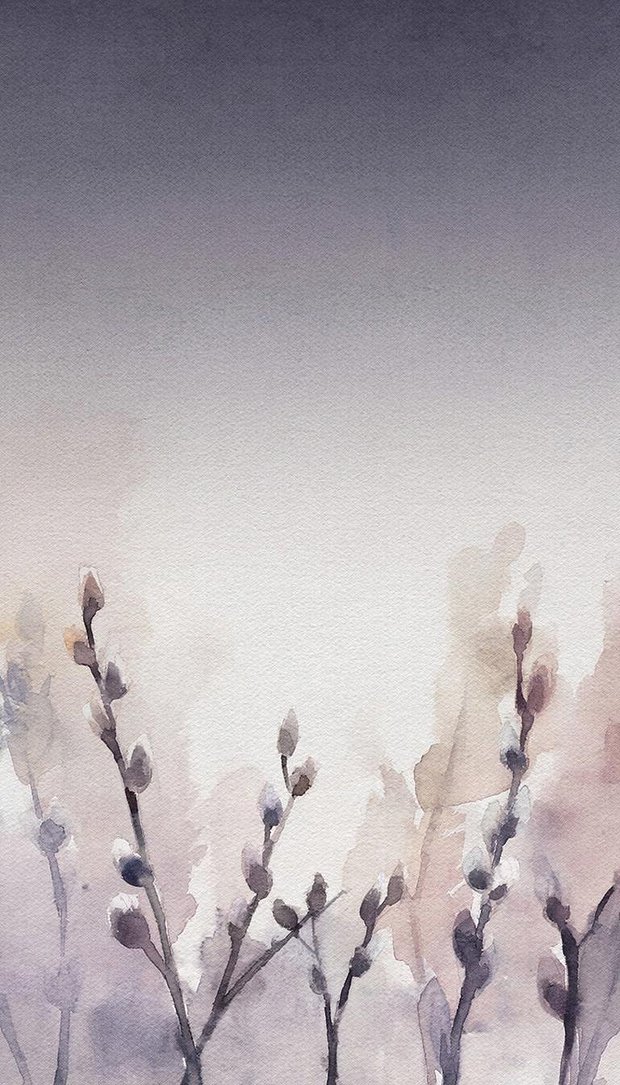 Акварельный рисунок вербы на Пасху, обои для смартфона