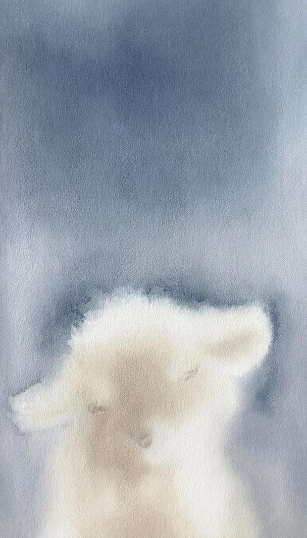 Акварельный рисунок на религиозную тему к Пасхе