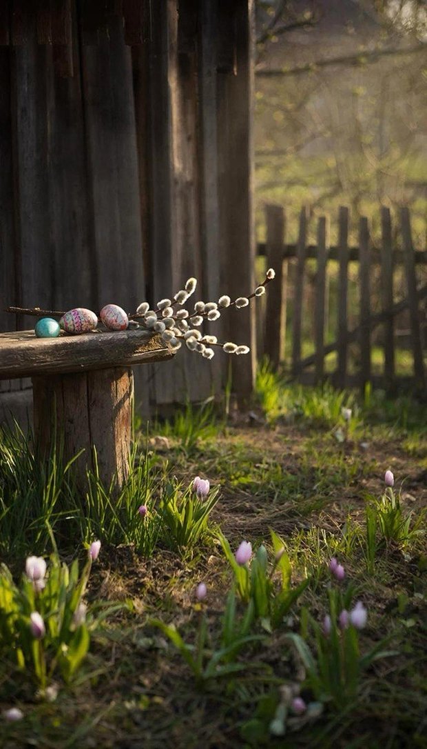 Обои на телефон на Пасху с пасторальным пейзажем