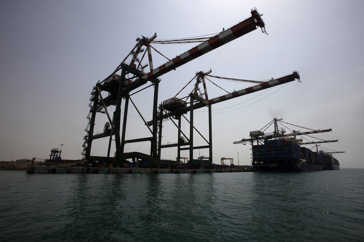 A view of the container terminal at the southern Yemeni port of Aden June 16, 2010. Somali pirates trawl the sea south of the Bab al-Mandab strait off Yemen's coast, and in recent months have stepped up attacks on tankers, cargo ships and fishing vessels in defiance of a major crackdown by navies from at least a dozen countries. But Yemen has deeper worries about security off its coast after a resurgent al Qaeda arm called for a blockade of the strait between the Red Sea and the Gulf of Aden, through which 25,000 ships -- 7 percent of world shipping -- pass each year. Picture taken June 16, 2010. 
