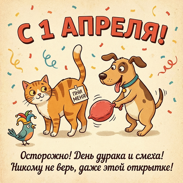Открытки с Днем смеха — с 1 апреля
