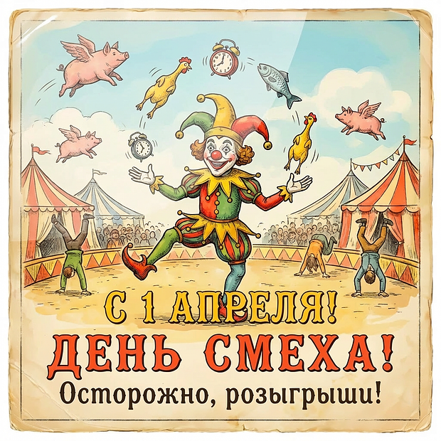 Красивые открытки с Днем смеха
