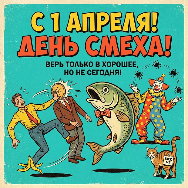 Открытки с Днем смеха
