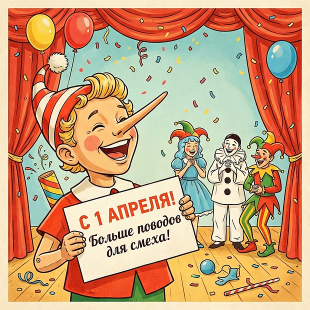 Прикольная картинка с Буратино ко Дню смеха
