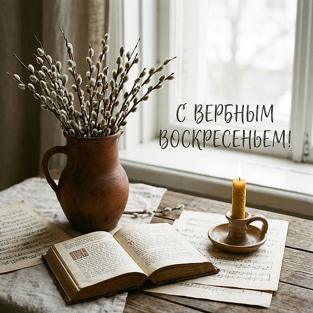 Открытка для родителей с Вербным воскресеньем