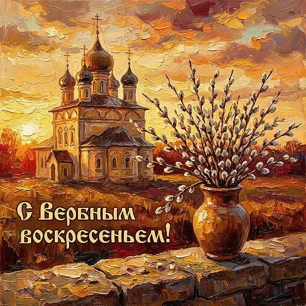 Красивая открытка на Вербное воскресенье