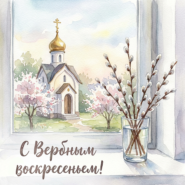 С Вербным воскресеньем поздравительная открытка