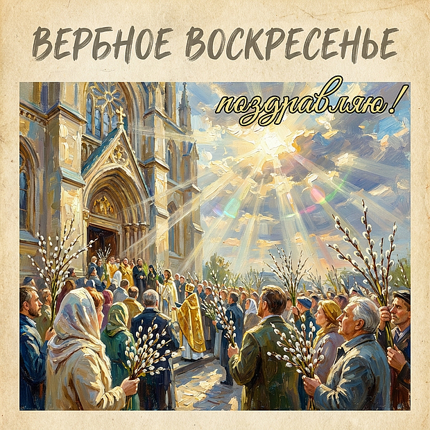 С Вербным воскресеньем открытка