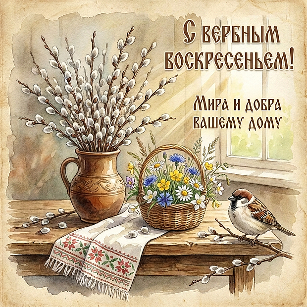 С Вербным воскресеньем открытка