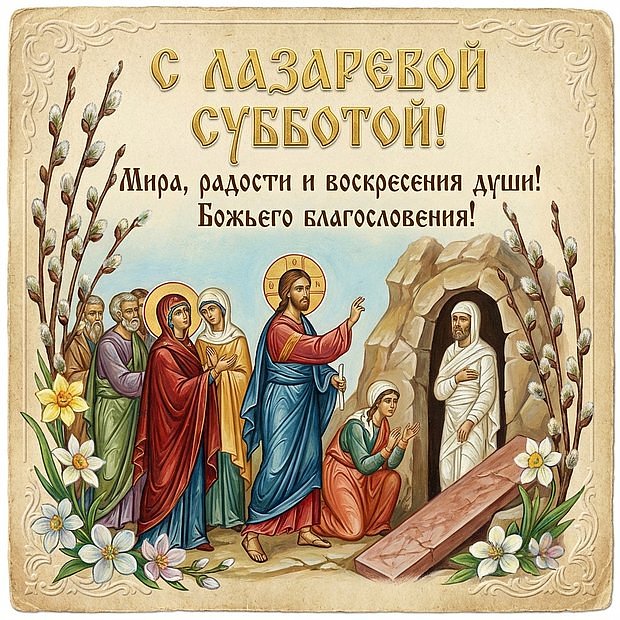 Православная открытка с Лазаревой субботой