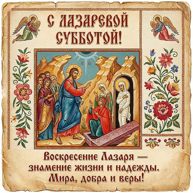 Открытка с поздравлением с Лазаревой субботой