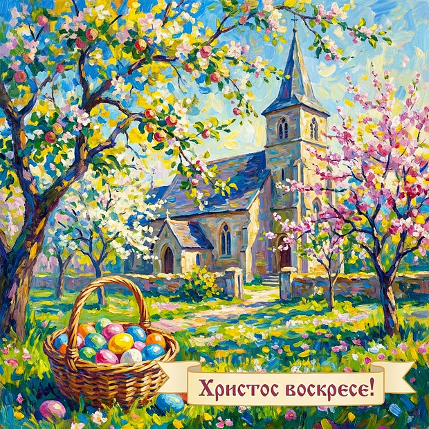 Открытка с Пасхой 2026