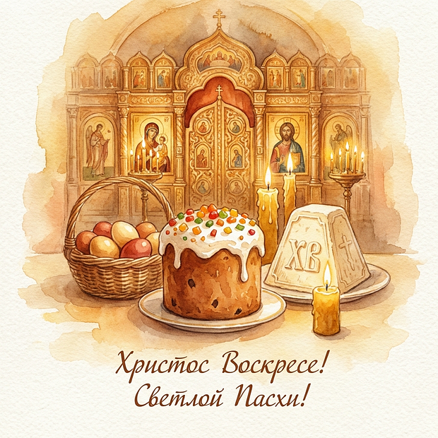 Красивая нарисованная картинка на Пасху