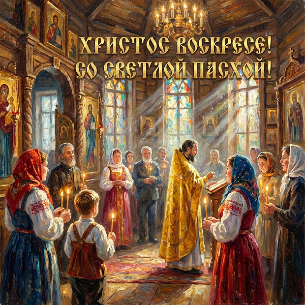 Открытка с Пасхой 2026