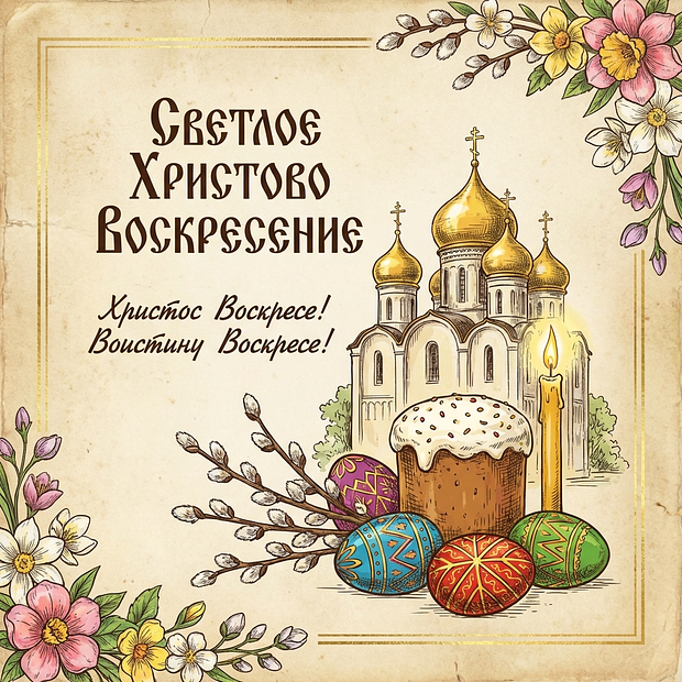 Открытка с Пасхальной неделей 2026
