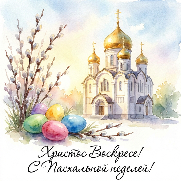 Открытка с поздравлением со Светлой седмицей
