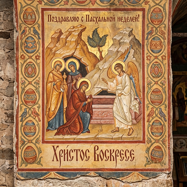 Скачать открытку на Пасхальную неделю