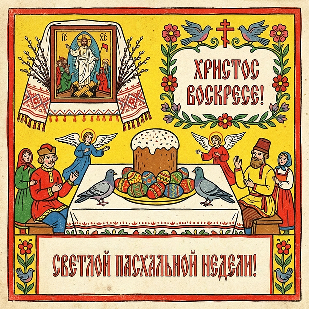 Бесплатная открытка с Пасхальной неделей 2026
