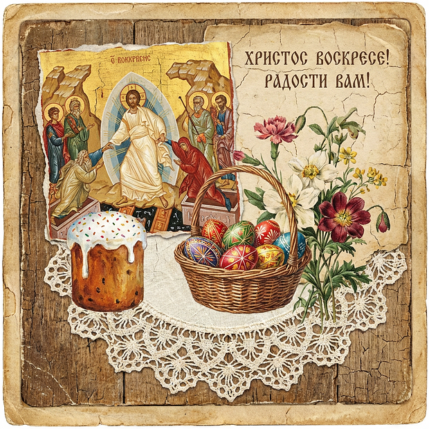 Картинка с поздравлением с Пасхальной неделей
