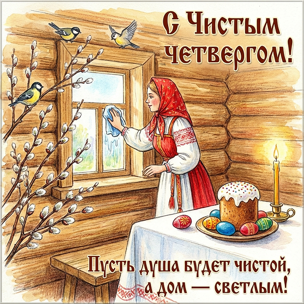 Особенная открытка С Чистым четвергом