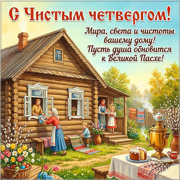 Христианская открытка с Чистым четвергом
