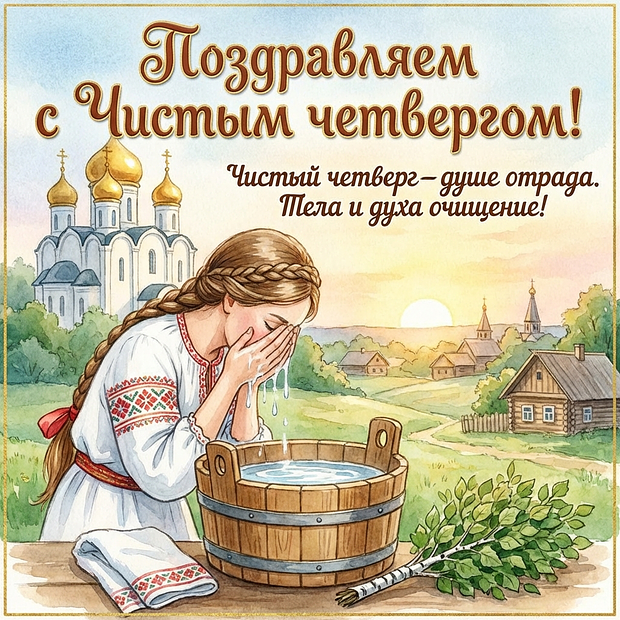 Оригинальная открытка с Чистым четвергом
