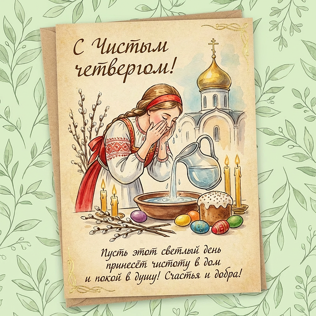 Душевная открытка с Чистым Четвергом

