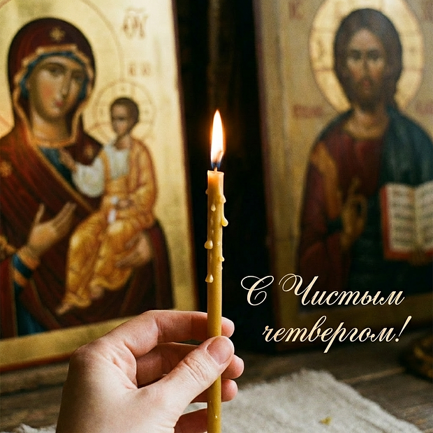 Позитивная открытка с Чистым четвергом
