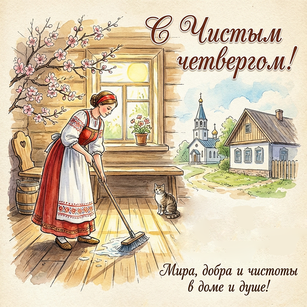 Открытка «Поздравляем с Чистым четвергом!»
