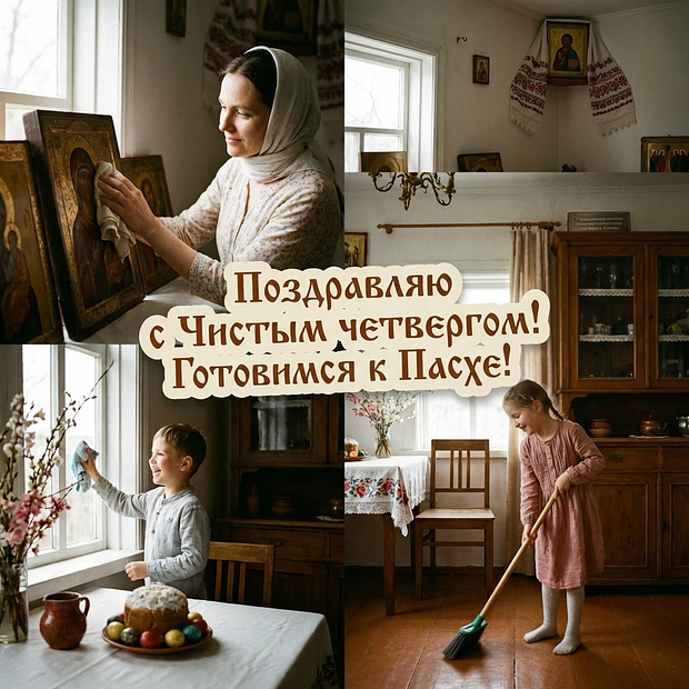 Картинка с поздравлением на Чистый четверг
