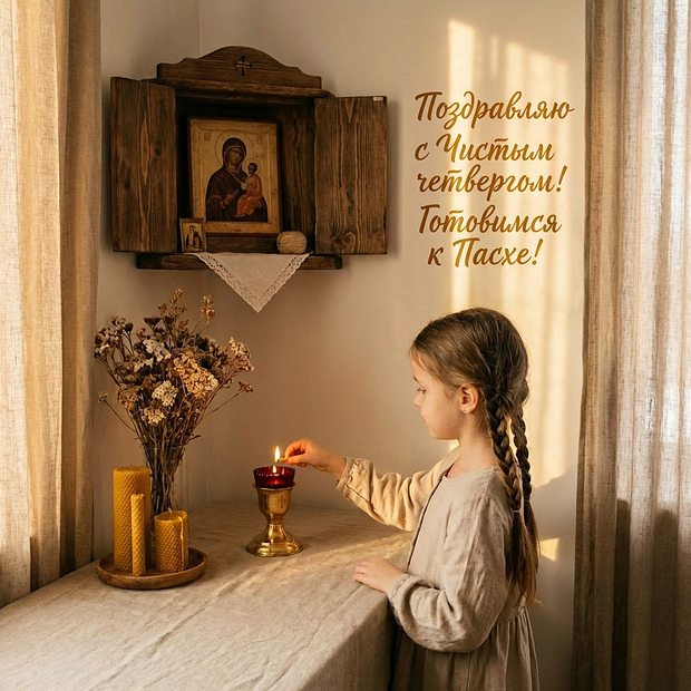 Открытка с поздравлением с Чистым четвергом
