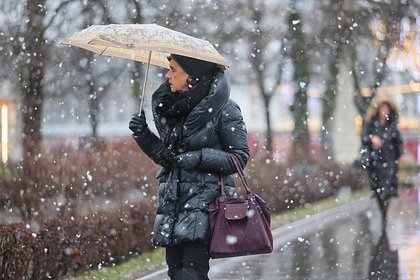 Москву забросает мокрым снегом
