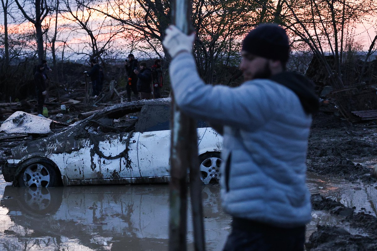 Подтопление в поселке Мамедкала Дербентского района Республики Дагестан