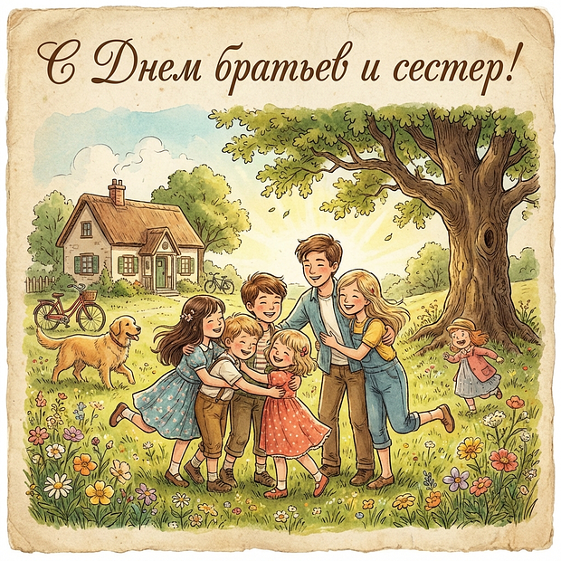 Скачать бесплатно открытку с Днем братьев и сестер
