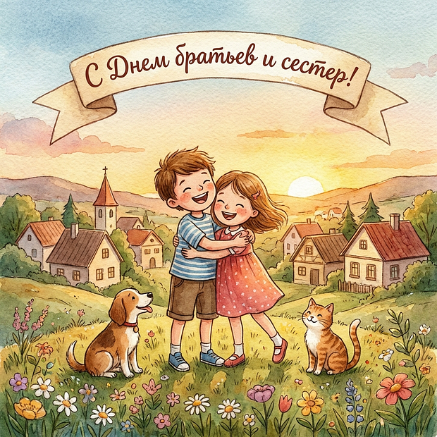 Скачать открытку на День братьев и сестер
