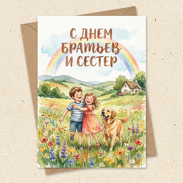 Картинка с поздравлением на День братьев и сестер
