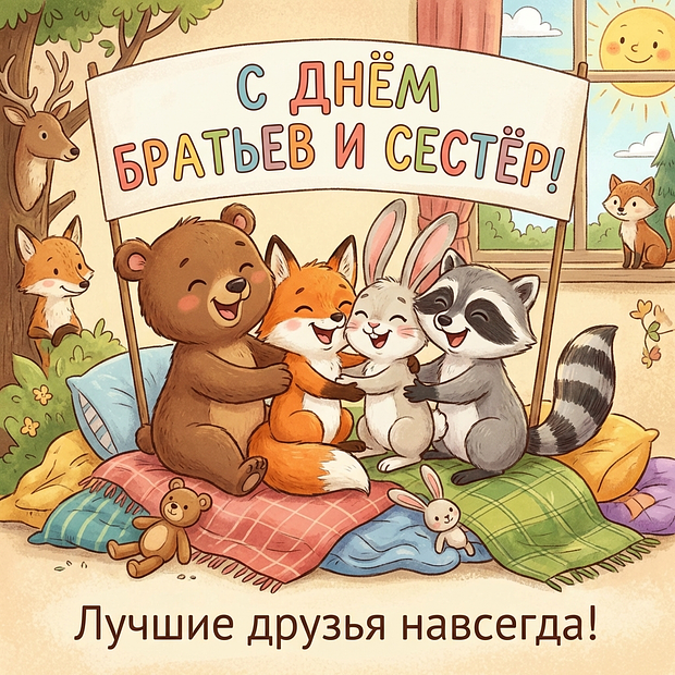 Открытка с поздравлением с Днем братьев и сестер
