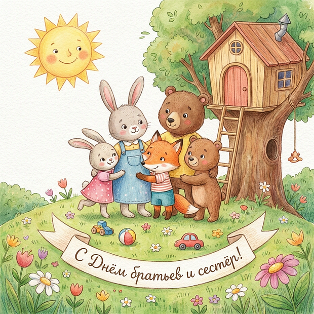 Картинка с Днем братьев и сестер
