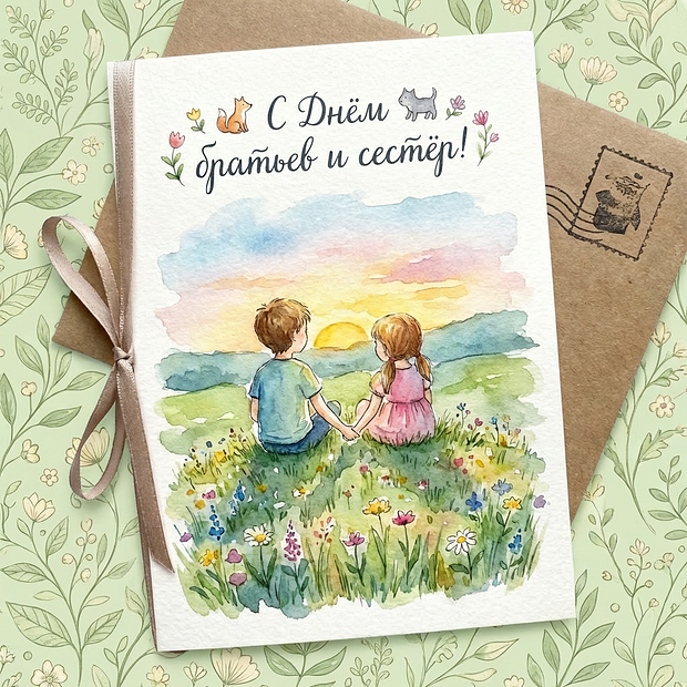 Открытка с Днем братьев и сестер

