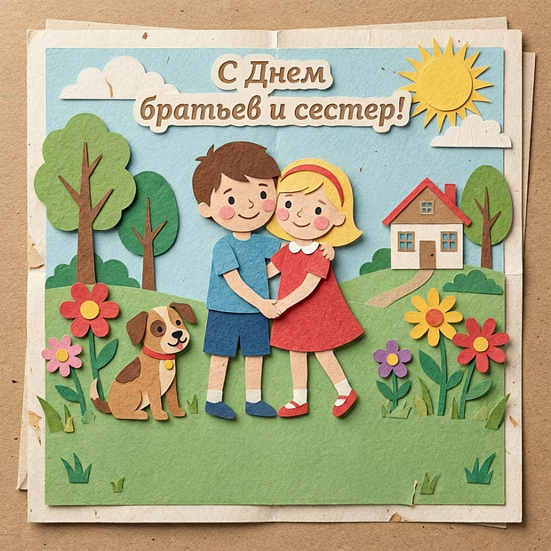 Красивая открытка с Днем братьев и сестер