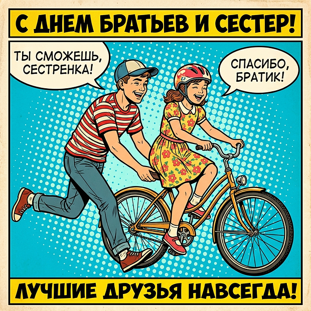 Открытка с поздравлением с Днем братьев и сестер
