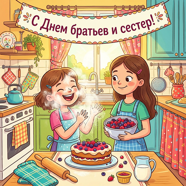 Красивая открытка с Днем братьев и сестер
