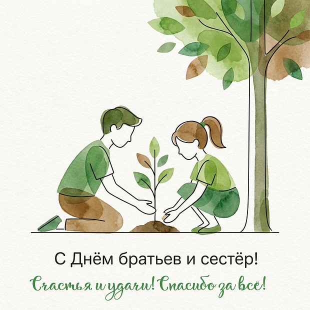Картинка с поздравлением на День братьев и сестер
