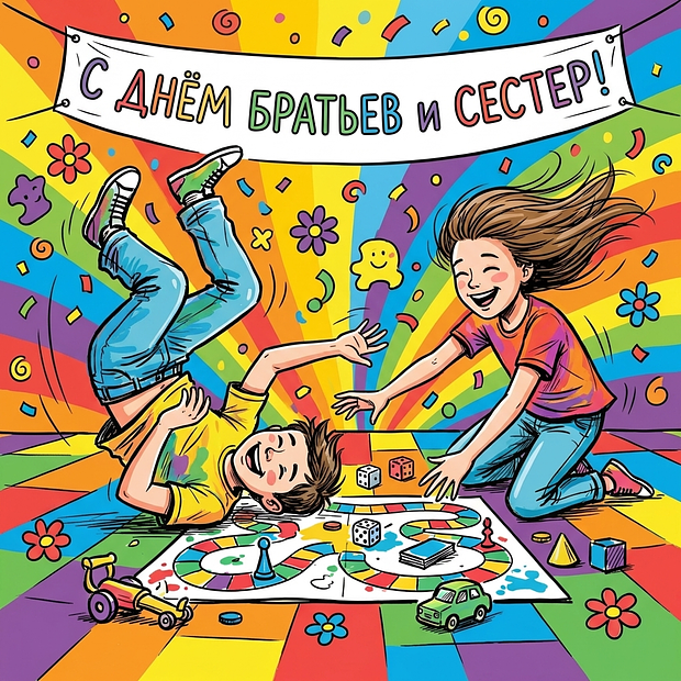 Красивая открытка с Днем братьев и сестер