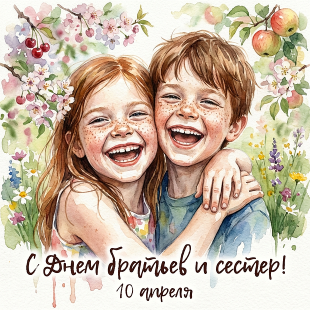Открытка с Днем братьев и сестер

