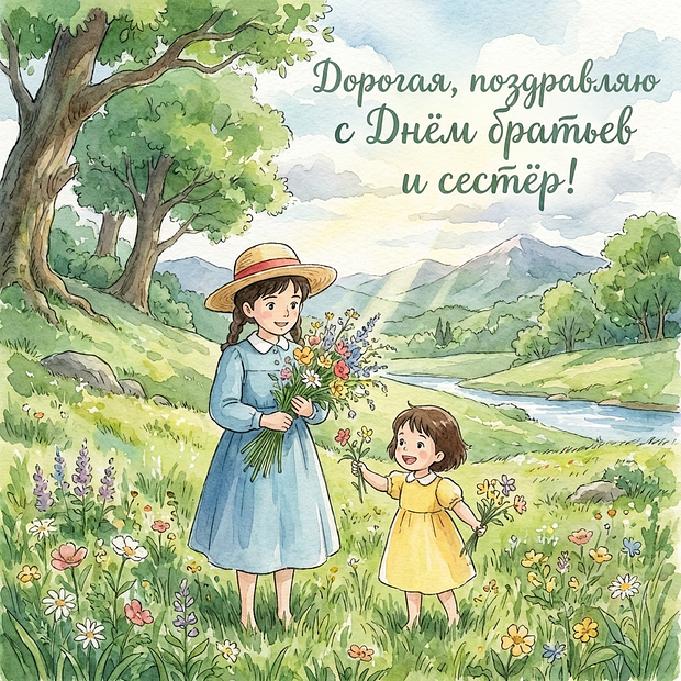 Бесплатная открытка с Днем братьев и сестер
