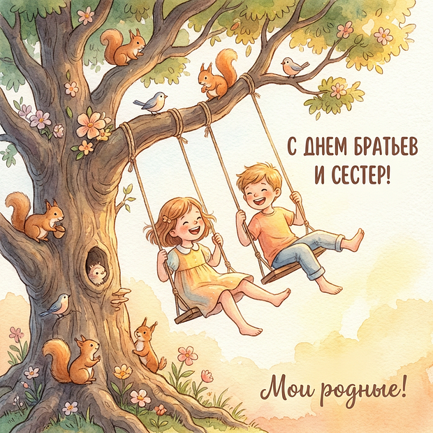 Скачать открытку на День братьев и сестер
